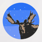 Moose im Winter - Original Wildlife Art Etiketten (Design 1)