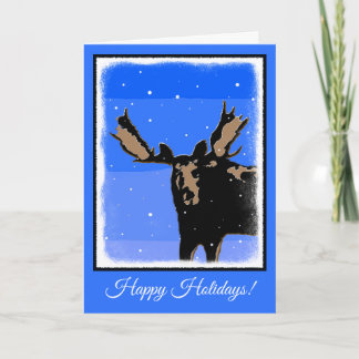 Moose im Winter - Original Wildlife Art Feiertagskarte