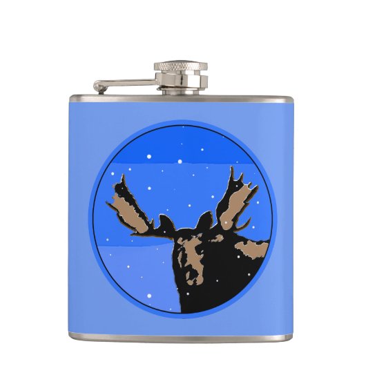 Moose im Winter - Original Wildlife Art Flachmann (Vorderseite)