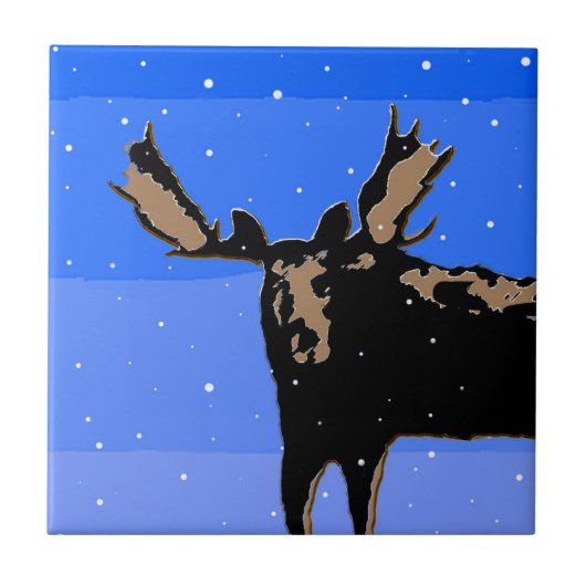Moose im Winter - Original Wildlife Art Fliese (Vorderseite)