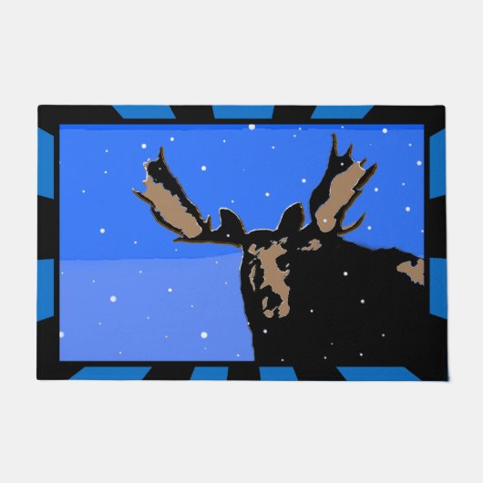 Moose im Winter - Original Wildlife Art Fußmatte (Vorderseite)