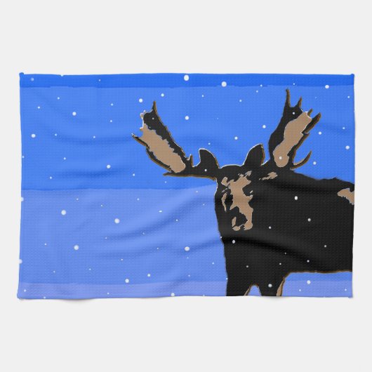 Moose im Winter - Original Wildlife Art Geschirrtuch (Horizontal)