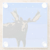 Moose im Winter - Original Wildlife Art Glasuntersetzer (Rückseite)