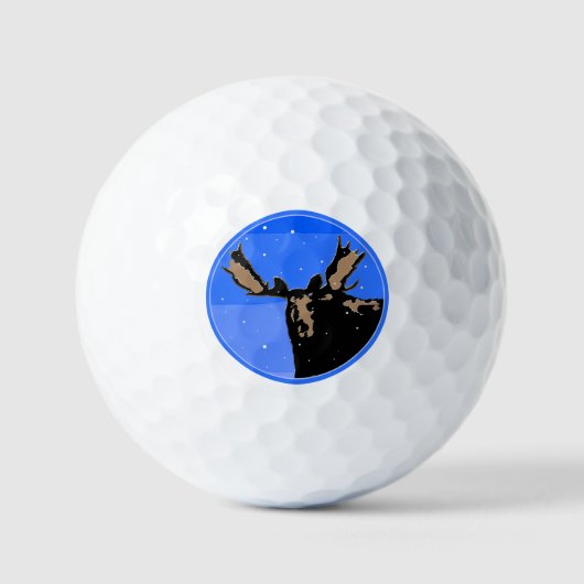 Moose im Winter - Original Wildlife Art Golfball (Vorderseite)