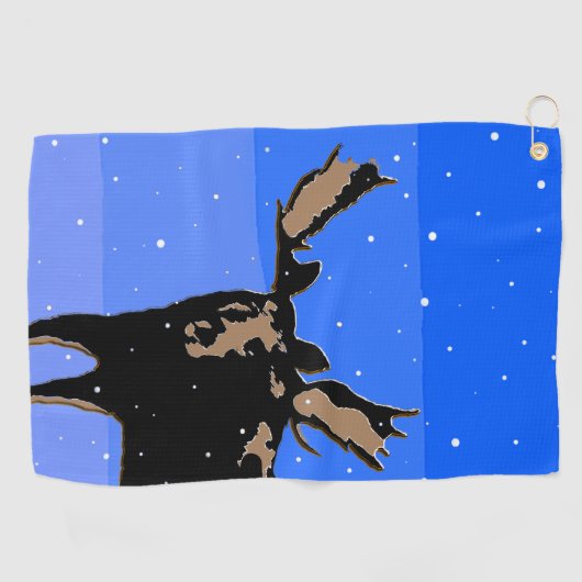 Moose im Winter - Original Wildlife Art Golfhandtuch (Horizontal)