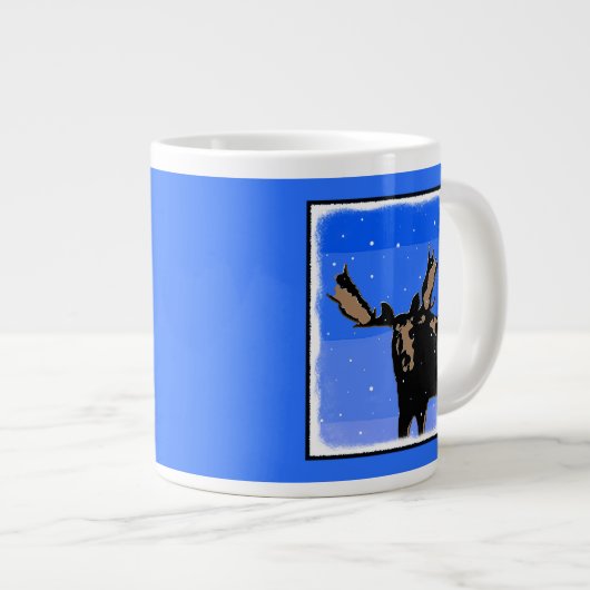 Moose im Winter - Original Wildlife Art Jumbo-Tasse (Vorderseite Rechts)