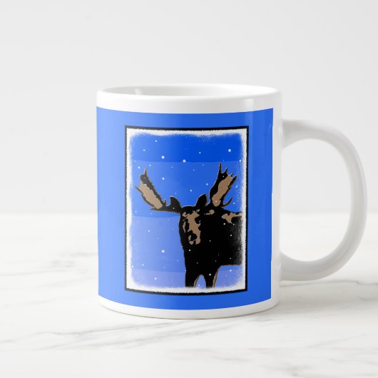 Moose im Winter - Original Wildlife Art Jumbo-Tasse (Rechts)