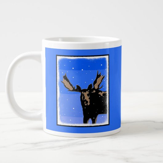 Moose im Winter - Original Wildlife Art Jumbo-Tasse (Links)