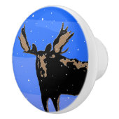 Moose im Winter - Original Wildlife Art Keramikknauf (Rechts)