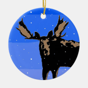 Moose im Winter - Original Wildlife Art Keramikornament