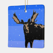 Moose im Winter - Original Wildlife Art Keramikornament (Links)