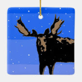 Moose im Winter - Original Wildlife Art Keramikornament (Rückseite)