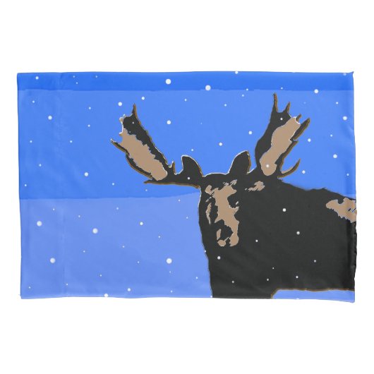 Moose im Winter - Original Wildlife Art Kissenbezug (Vorderseite)