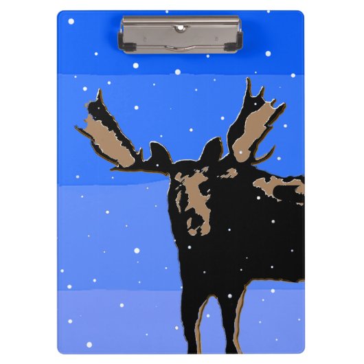 Moose im Winter - Original Wildlife Art Klemmbrett (Vorderseite)