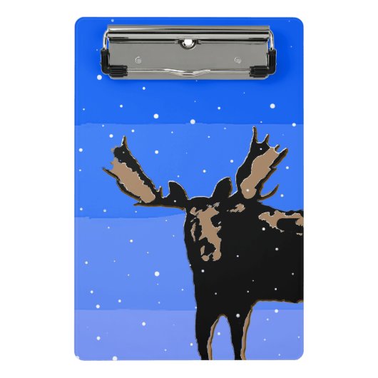 Moose im Winter - Original Wildlife Art Mini Klemmbrett (Vorderseite)