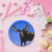Moose im Winter - Original Wildlife Art Pappteller (Party)