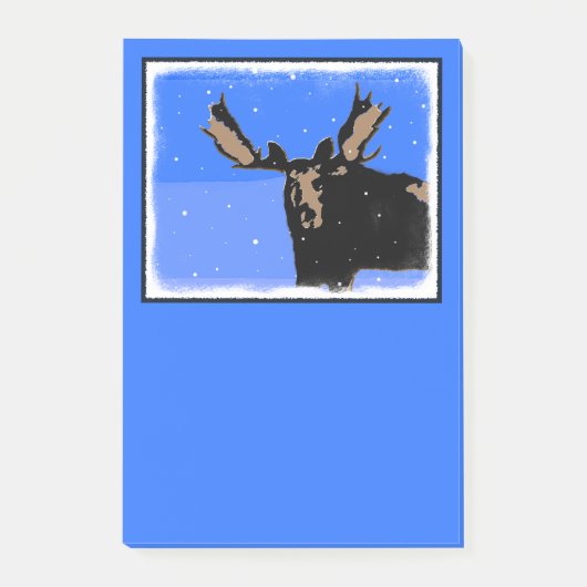 Moose im Winter - Original Wildlife Art Post-it Klebezettel (Vorderseite)
