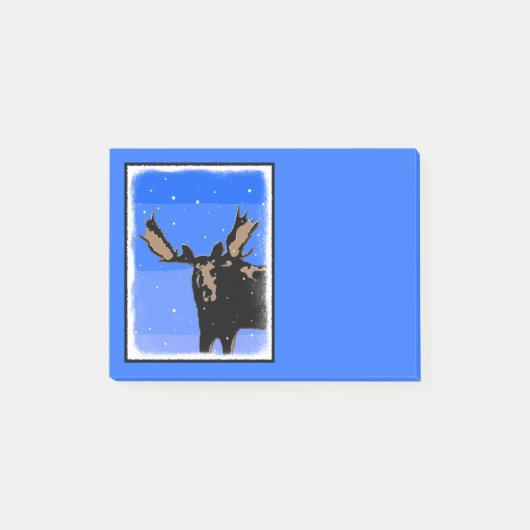 Moose im Winter - Original Wildlife Art Post-it Klebezettel (Vorderseite)