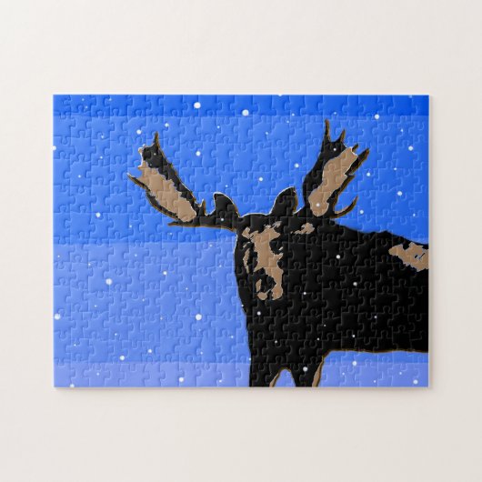 Moose im Winter - Original Wildlife Art Puzzle (Horizontal)