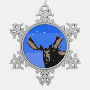 Moose im Winter - Original Wildlife Art Schneeflocken Zinn-Ornament