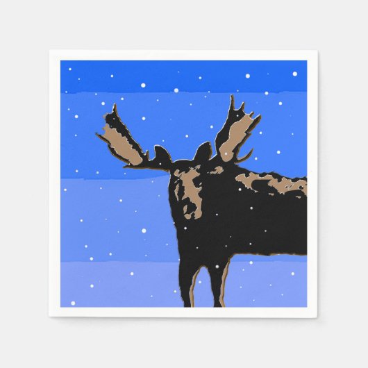 Moose im Winter - Original Wildlife Art Serviette (Vorderseite)
