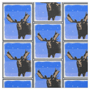 Moose im Winter - Original Wildlife Art Stoff