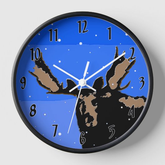 Moose im Winter - Original Wildlife Art Uhr (Vorderseite)