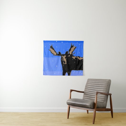 Moose im Winter - Original Wildlife Art Wandteppich (Beispiel (Horizontal))