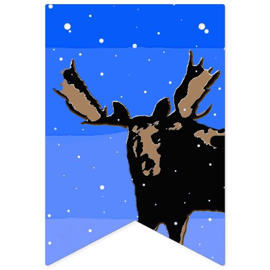 Moose im Winter - Original Wildlife Art Wimpelkette (Erste Fahne)