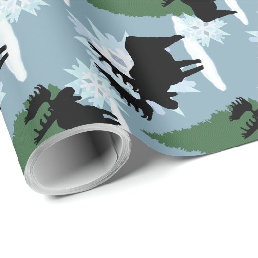 Moose im Winter-Schneedecker Geschenkpapier (Rolleneckpunkt)
