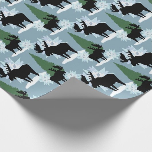 Moose im Winter-Schneedecker Geschenkpapier (Ecke)
