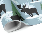 Moose im Winter-Schneedecker Geschenkpapier (Rolleneckpunkt)