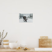 Moose im Winter unterwegs mit Zitat Poster (Küche)