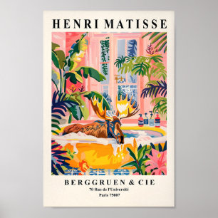 Moose in Bathtub Art Print, Maximalismus Wall Art, Poster