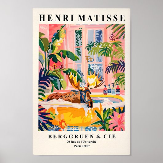 Moose in Bathtub Art Print, Maximalismus Wall Art, Poster (Vorne)