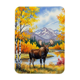 Moose in Denali National Park Alaska Vintage Magnet