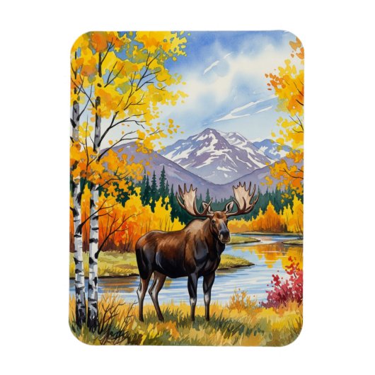 Moose in Denali National Park Alaska Vintage Magnet (Vertikal)