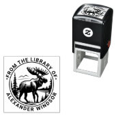 Moose in Forest Landscape Library Buchname #2 Permastempel (Beispiel)