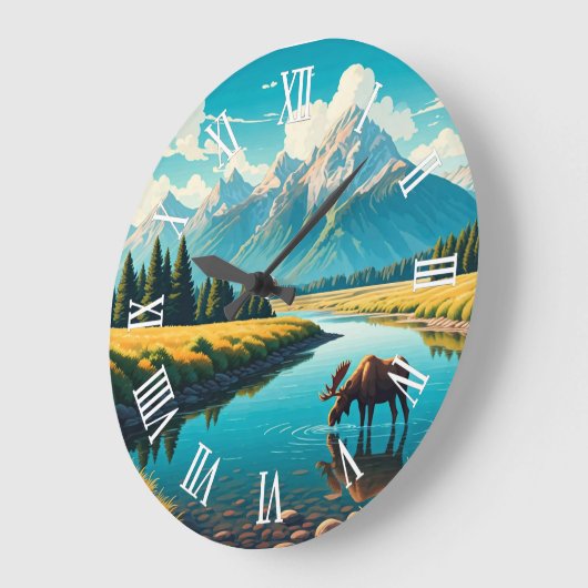 Moose in Grand Teton National Park Große Wanduhr (Winkel)