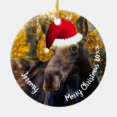 Moose in Santa Hat Ceramic Ornament (Hinten)