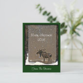 Moose in Snow Feiertagspostkarte (Stehend Vorderseite)