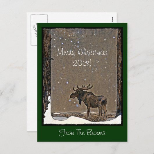 Moose in Snow Feiertagspostkarte (Vorne/Hinten)