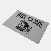 Moose in Stream Willkommen Fußmatte (Schrägansicht)