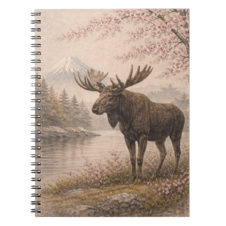 Moose Japanese Landscape Notebook, Wildlife Fusion Notizblock