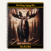 Moose-Kunstwerke im dunklen Holzstil bei Sonnenunt Notizblock (Vorderseite)