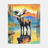Moose Lake Sunset Majestät Fleecedecke (Vorderseite)