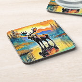 Moose Lake Sunset Majestät Getränkeuntersetzer (Linke Seite)
