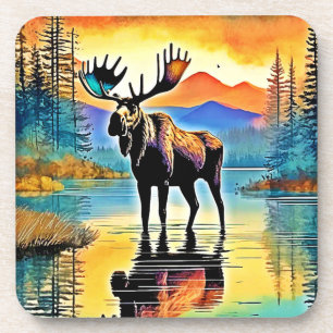 Moose Lake Sunset Majestät Getränkeuntersetzer