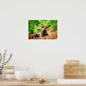 Moose Lay Down Wasserfarbe Malerei Wildnis Kunst Poster (Küche)