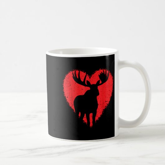 Moose Lover Valentines Day Cute Red Heart Wild Ani Kaffeetasse (Rechts)